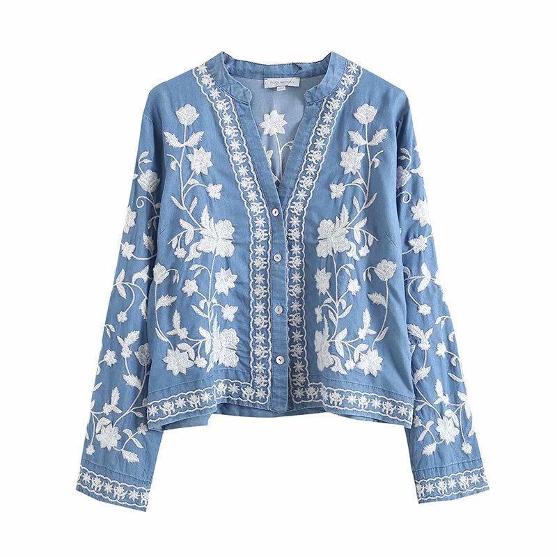 Boho Denim Bloom cardigan