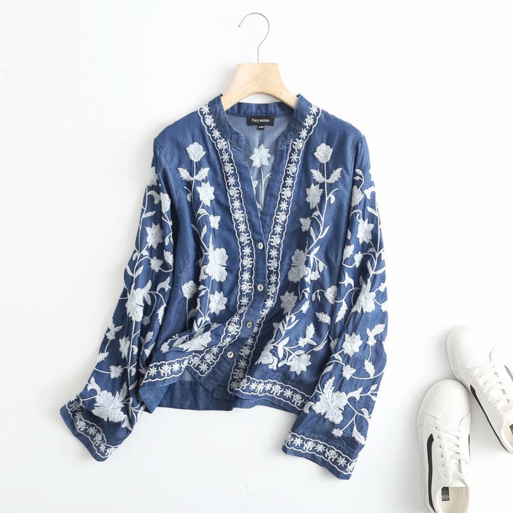 Boho Denim Bloom cardigan