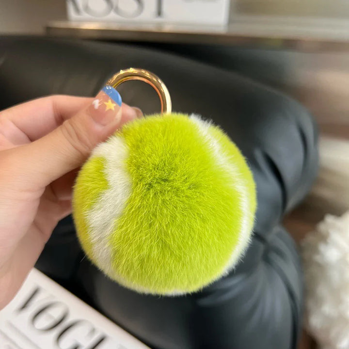 Fluffy Tennis Ball Keychain