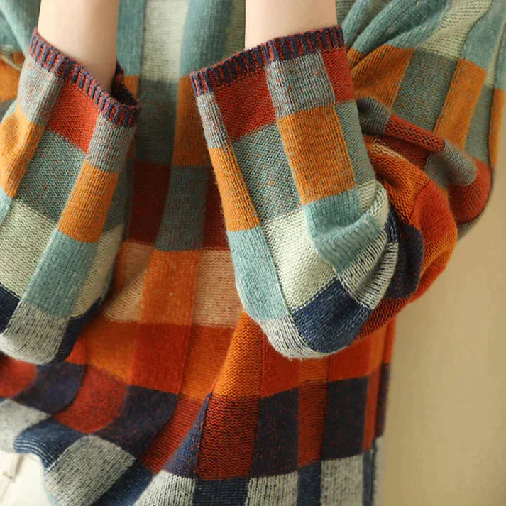 Romy Checkered Wool Sweater